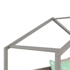 Idimex Lit cabane RENA 90 x 200 cm, en pin massif lasuré gris Hot