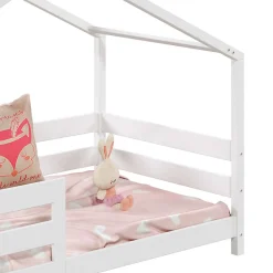 Enfant Idimex Lit cabane RENA 90 x 190 cm, en pin massif lasuré blanc