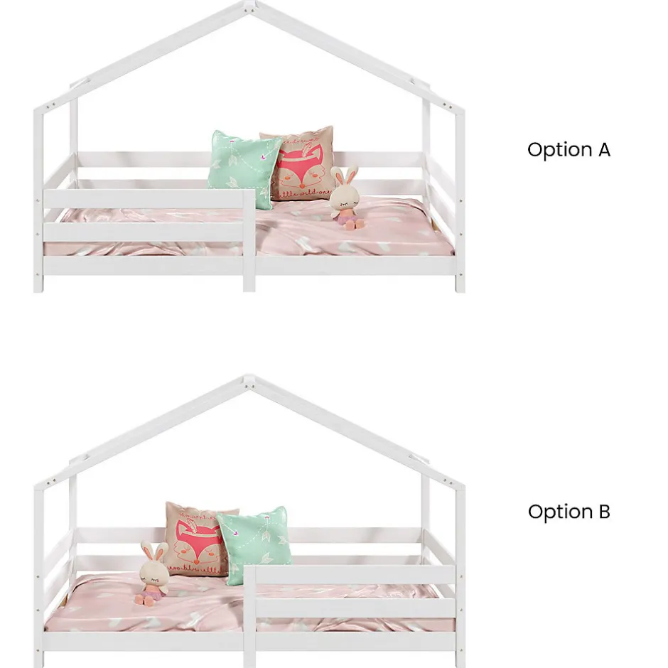 Enfant Idimex Lit cabane RENA 90 x 190 cm, en pin massif lasuré blanc
