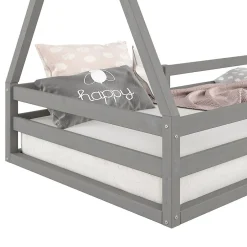 Enfant Idimex Lit cabane SILA 90 x 200 cm, en pin massif gris
