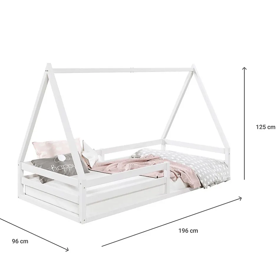 Idimex Lit cabane SILA 90 x 190 cm, en pin massif blanc Best