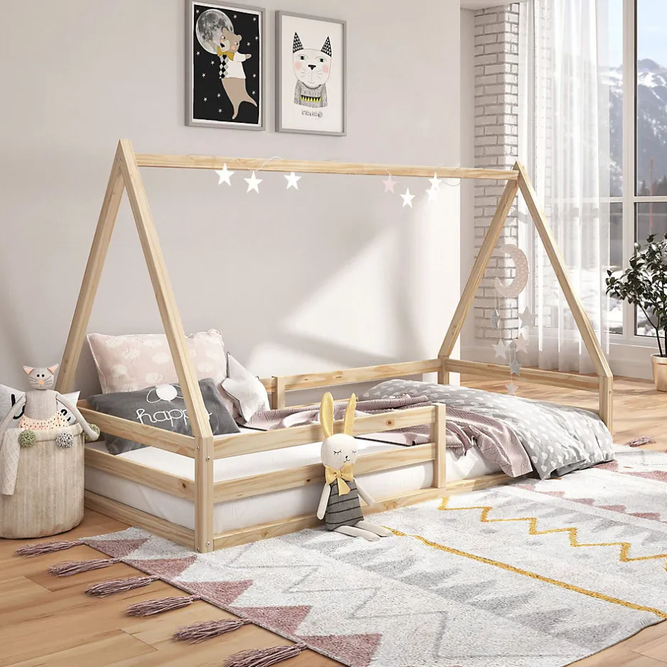 Enfant Idimex Lit cabane SILA 90 x 200 cm, en pin massif naturel