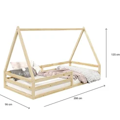 Enfant Idimex Lit cabane SILA 90 x 200 cm, en pin massif naturel