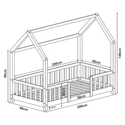 Enfant [En.Casa] Lit cabane Sisimiut avec matelas 90 x 200 cm rose / blanc en.casa