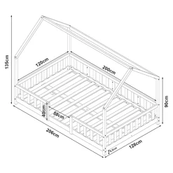 [En.Casa] Lit cabane Sisimiut avec matelas 120 x 200 cm gris clair / blanc en.casa Discount
