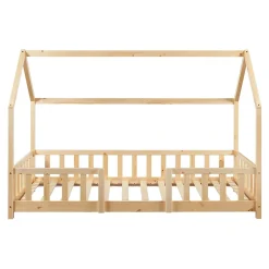 [En.Casa] Lit cabane Sisimiut avec matelas 90 x 200 cm naturel en.casa