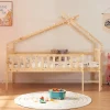 [En.Casa] Lit cabane Sotkamo bois de pin 90 x 200 cm naturel en.casa