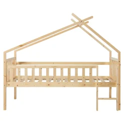 [En.Casa] Lit cabane Sotkamo bois de pin 90 x 200 cm naturel en.casa