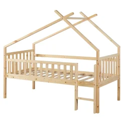[En.Casa] Lit cabane Sotkamo bois de pin 90 x 200 cm naturel en.casa