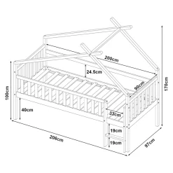 [En.Casa] Lit cabane Sotkamo bois de pin 90 x 200 cm naturel en.casa