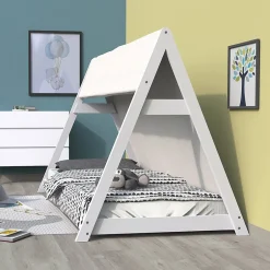 Weber Industries Lit cabane TIPI 70x140 + 1 toile + 1 sommier / Blanc Best
