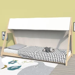 Enfant Weber Industries Lit cabane TIPI 70x140 + 1 toile + 1 sommier / Naturel