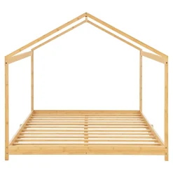 [En.Casa] Lit cabane Vindafjord pour enfant 180 x 200 cm forme maison bambou naturel en.casa Hot