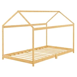[En.Casa] Lit cabane Vindafjord pour enfant 90 x 200 cm forme maison bambou naturel en.casa New
