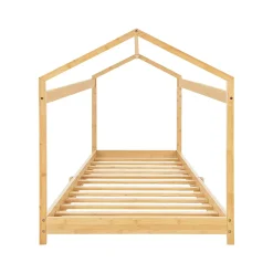 [En.Casa] Lit cabane Vindafjord pour enfant 90 x 200 cm forme maison bambou naturel en.casa New