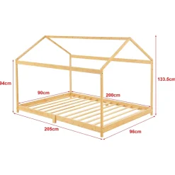 [En.Casa] Lit cabane Vindafjord pour enfant 90 x 200 cm forme maison bambou naturel en.casa New