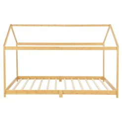 [En.Casa] Lit cabane Vindafjord pour enfant 90 x 200 cm forme maison bambou naturel en.casa New