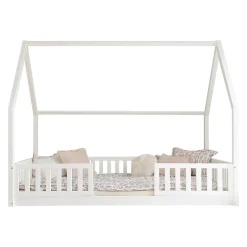 Petits-Meubles Lit cabane 140x200 barrières et sommier inclus pieds 1 cm Daisy Blanc Online