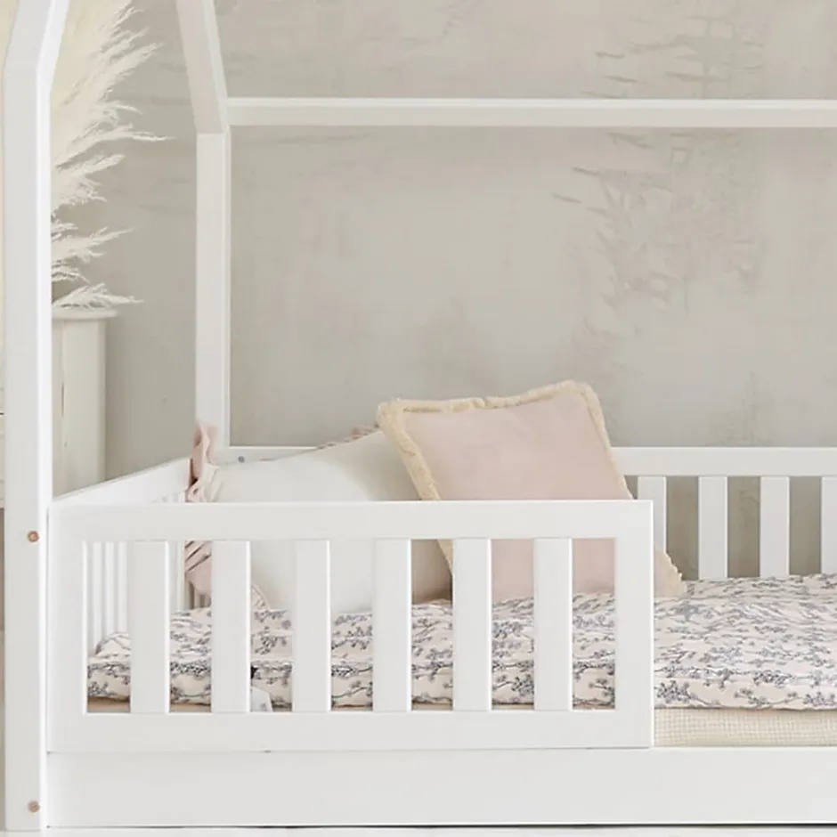 Petits-Meubles Lit cabane 140x200 barrières et sommier inclus pieds 1 cm Daisy Blanc Online
