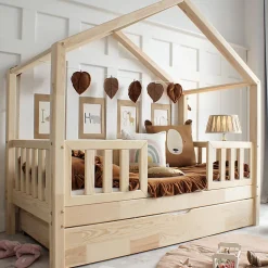 Petits-Meubles Lit cabane 90x190 barrières sommier et tiroir inclus Roxane Bois Sale