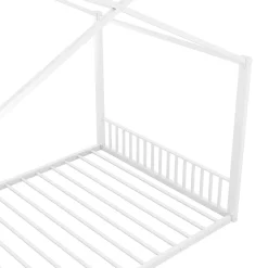 Okwish Lit Cabane 140x200 cm - Lit enfant avec Sommier à Lattes - Métal - Sans Matelas - Blanc
