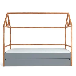 Enfant Petits-Meubles Lit cabane 90x200 sommier et tiroir inclus Bellamy Lotta Gris