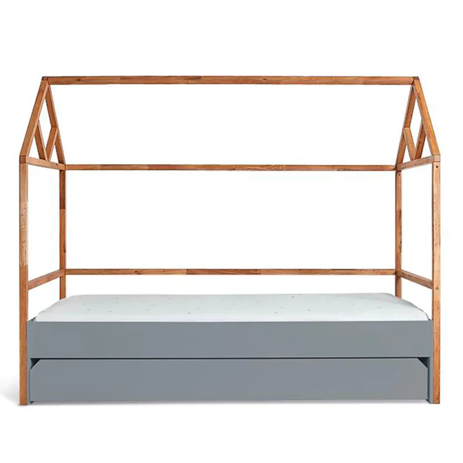 Enfant Petits-Meubles Lit cabane 90x200 sommier et tiroir inclus Bellamy Lotta Gris