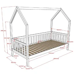 Enfant Petits-Meubles Lit cabane 90x200 sommier inclus Vipack Dallas Bois