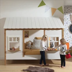 Petits-Meubles Lit cabane 90x200 sommier inclus Vipack Housebed Blanc et bois Online