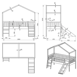 Petits-Meubles Lit cabane 90x200 toboggan sommier inclus Vipack Dallas Blanc New