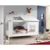 Enfant Petits-Meubles Lit Cabane 90x200 toit semi-ouvert et fenêtre Sommier inclus Vipack HouseBed - Blanc
