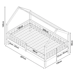[En.Casa] Lit cabane Ydre bois de pin 120 x 200 cm blanc en.casa Clearance