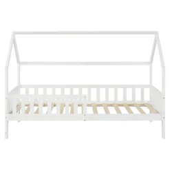 [En.Casa] Lit cabane Ydre bois de pin 90 x 200 cm blanc en.casa New