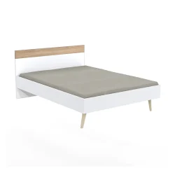 Weber Industries Lit CAMPER 160x200 cm / Décor chêne blanchi et blanc