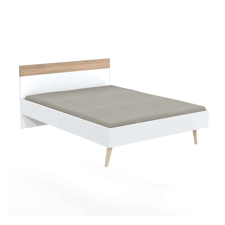 Weber Industries Lit CAMPER 160x200 cm / Décor chêne blanchi et blanc