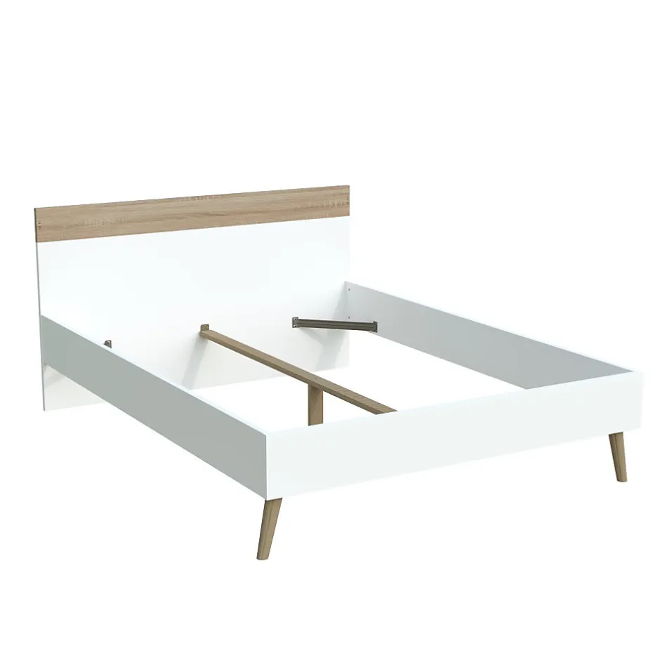 Weber Industries Lit CAMPER 160x200 cm / Décor chêne blanchi et blanc