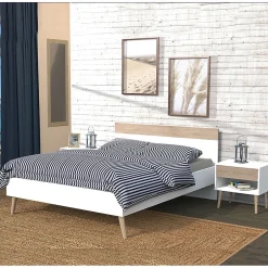 Weber Industries Lit CAMPER 140x190 cm / Décor Chêne blanchi et blanc
