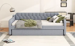Fortuna lai Lit Canapé 90x200cm, Avec Lit Escamotable, USB, Gris Online