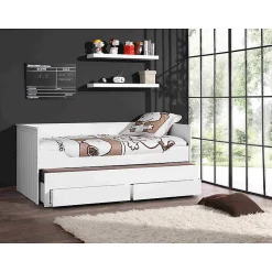 Enfant Petits-Meubles Lit capitaine 90x200 Sommier Inclus Vipack Robin - Blanc
