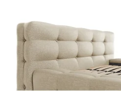 Vente-unique Lit capitonné 160 x 200 cm - Tissu chiné - Beige - LERUCO New