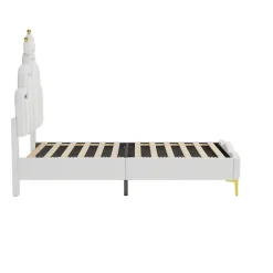 Simple Life Lit Capitonné 90 X 200 Cm,en Forme De Couronne,en Cuir Pu,lit LED Avec Sommier à Lattes,blanc Sale