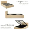 Tectake Lit capitonné avec bandes LED et espace de rangement 140x200 beige Sale