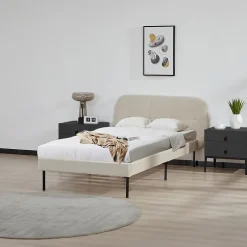[En.Casa] Lit capitonné Porvoo 90 x 200 cm beige en.casa Sale