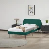 [En.Casa] Lit capitonné Porvoo 90 x 200 cm vert foncé en.casa