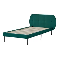 [En.Casa] Lit capitonné Porvoo 90 x 200 cm vert foncé en.casa