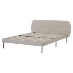 [En.Casa] Lit capitonné Porvoo 140 x 200 cm beige en.casa Clearance