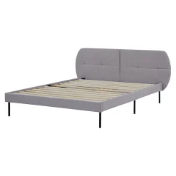 [En.Casa] Lit capitonné Porvoo 140 x 200 cm gris en.casa