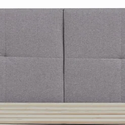[En.Casa] Lit capitonné Porvoo 140 x 200 cm gris en.casa