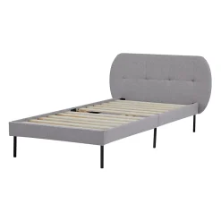 [En.Casa] Lit capitonné Porvoo 90 x 200 cm gris en.casa
