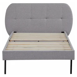 [En.Casa] Lit capitonné Porvoo 90 x 200 cm gris en.casa